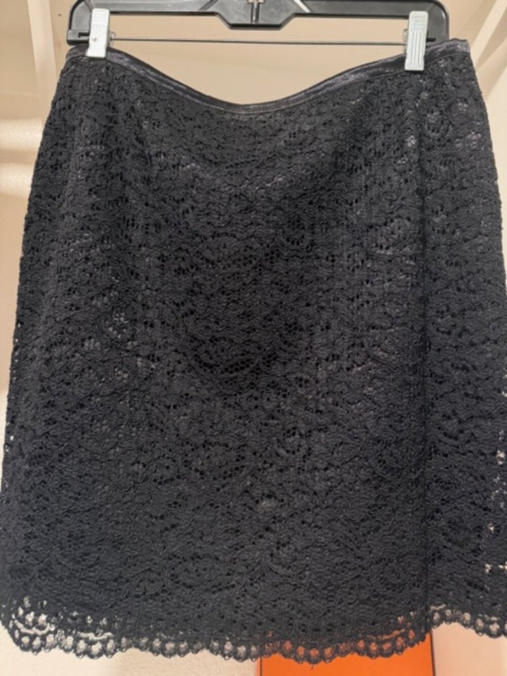 Black Lace Skirt Size 12 Scalloped Hem Elegant Classic